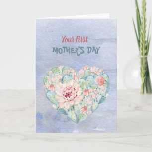 You're First Mother's Day Watercolor Cactus Card