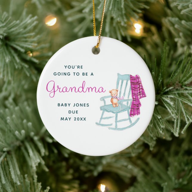 You're Going To Be A Grandma Personalised Bear Ceramic Tree Decoration (Tree)