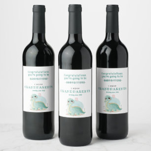 You're Going To Be Grandparents Baby Dinosaur Wine Label