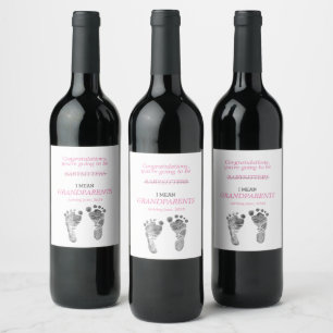 You're Going To Be Grandparents Baby Footprints Wine Label