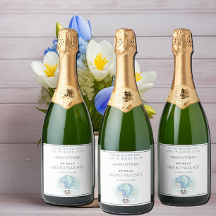 You're Going To Be Grandparents Panda Balloon   Sparkling Wine Label