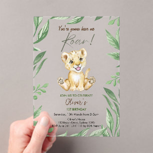 You're gonna hear me roar 1st Birthday  Acrylic Invitations