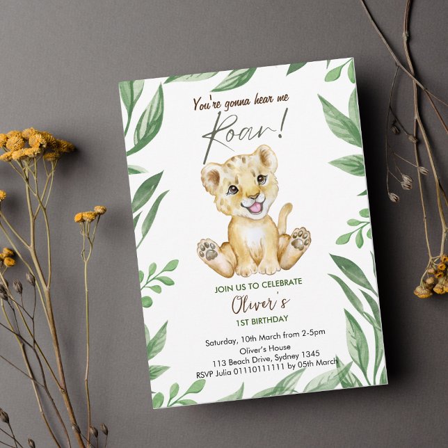 You're gonna hear me roar 1st Birthday  Invitation (Creator Uploaded)