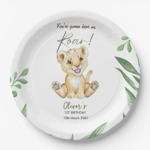 You're gonna hear me roar 1st Birthday Paper Plate