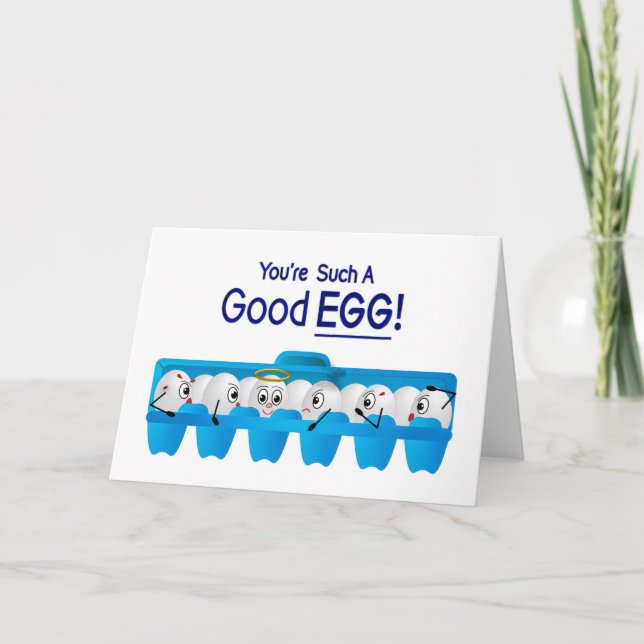 You're Good Egg Humour Angel Egg in Carton Bad Egg Card (Front)