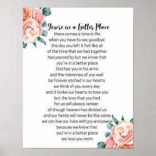 You're in a Better Place Memorial Poem for Mum Poster