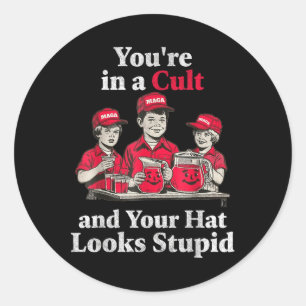 Youre In A Cult And Your Hat Looks Stupid Funny  Classic Round Sticker