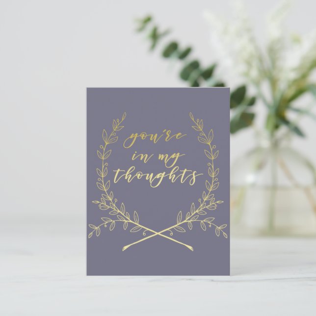 You're in my Thoughts - Gold Wreat Sympathy Postcard (Standing Front)