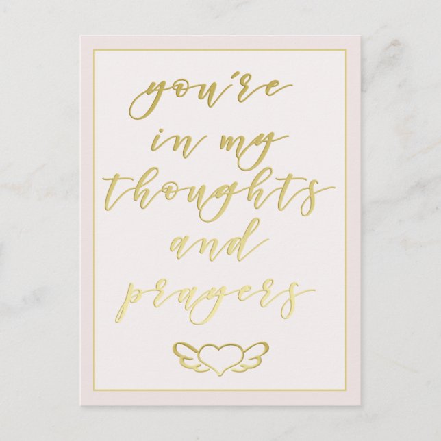 You're in my Thoughts & Prayers Blush Pink & Gold Postcard (Front)