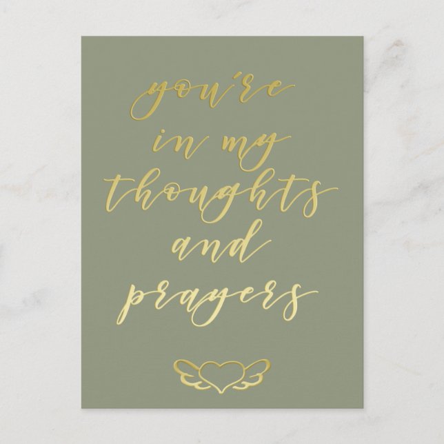 You're in my Thoughts & Prayers - Green & Gold Postcard (Front)