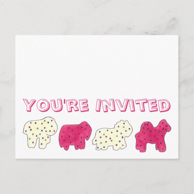 You're Invited Animal Crackers Birthday Party Invitation Postcard (Front)