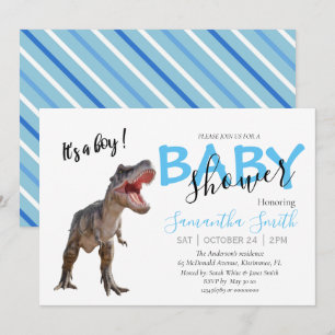 You're Invited Baby Shower Boy Dinosaur Announcement
