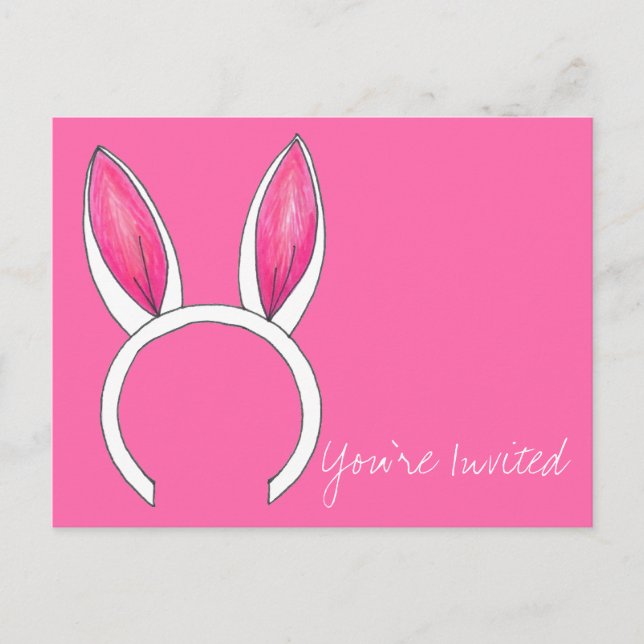 You're Invited Baby Shower Little Bunny Pink Ears Invitation Postcard (Front)