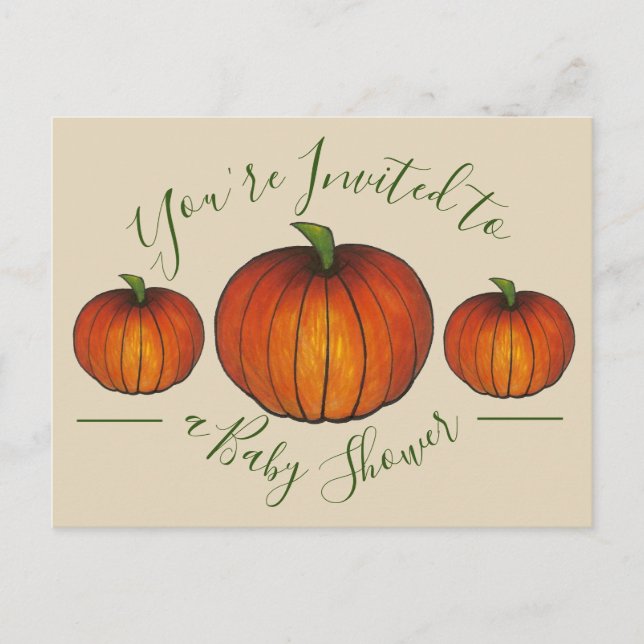 You're Invited Baby Shower Little Pumpkin Invitation Postcard (Front)