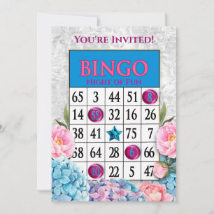 You're Invited Bingo Night Party Flowers Invitation