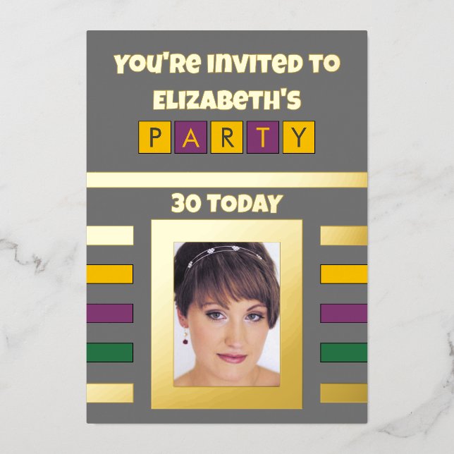 You're invited birthday party 30 today grey yellow (Front)