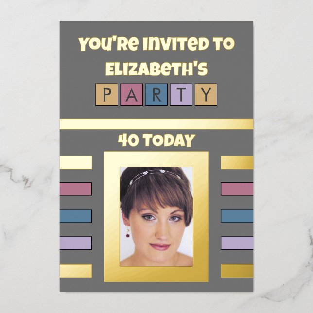 You're invited birthday party 40 today grey (Front)