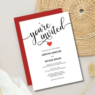 You're Invited Black White Red Valentine Wedding Invitation