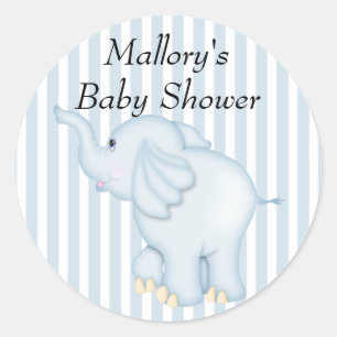 You're Invited Blue Elephant Baby Shower Classic Round Sticker