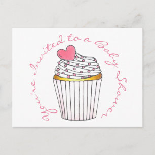 You're Invited Bridal Baby Shower Pink Cupcake Invitation Postcard