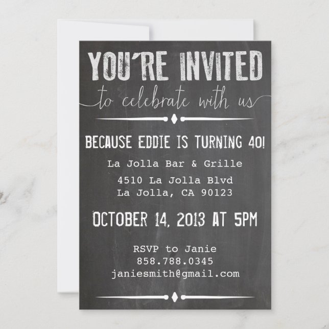 You're Invited Chalkboard Invitation (Front)