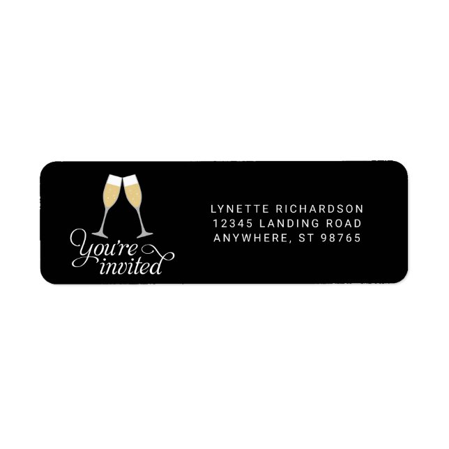 You're Invited Champagne Glasses Return Address (Front)