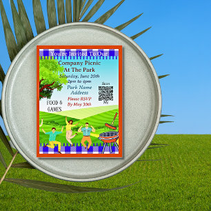 You're Invited, Company Picnic Summer QR code  Invitation Postcard