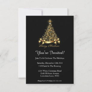 You're Invited Elegant Classy Gold Christmas Party Invitation