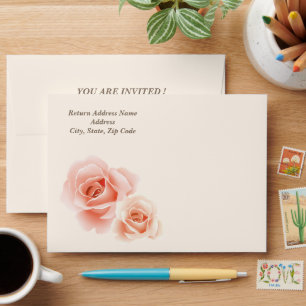 You're Invited. Elegant Pink Roses Envelopes