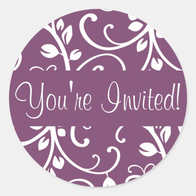 You're Invited Floral Vine Envelope Sticker Seal (Front)