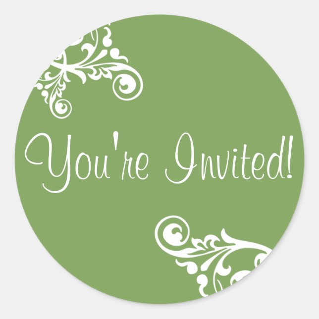 You're Invited Flourish Envelope Sticker Seal (Front)