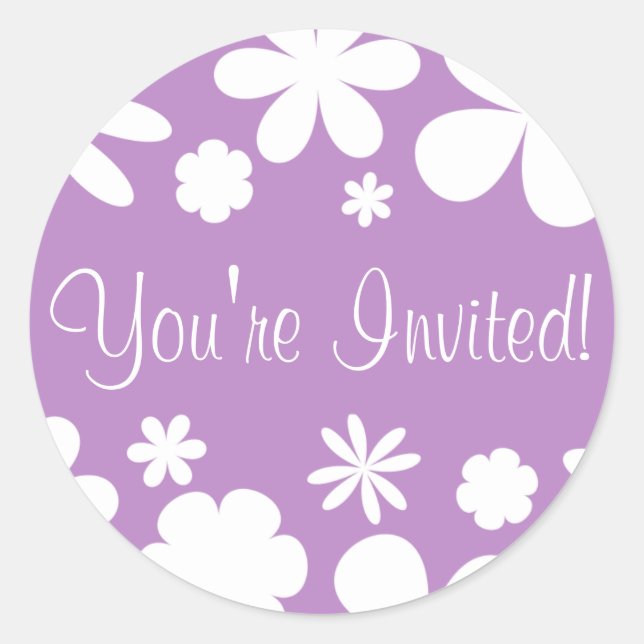 You're Invited Flower Power Envelope Sticker Seal (Front)
