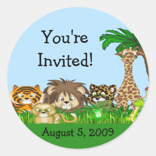 You're Invited! Jungel Baby Shower Classic Round Sticker