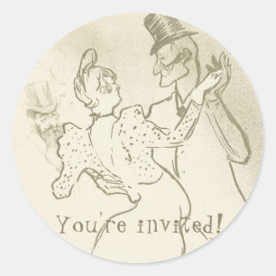 You're invited Lautrec - Dancing couple Classic Round Sticker