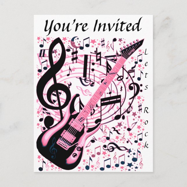 You're Invited,Let's Rock_ Invitation Postcard (Front)