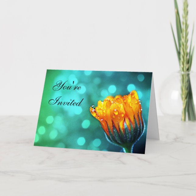 You're Invited  Marigold on Teal Card (Front)