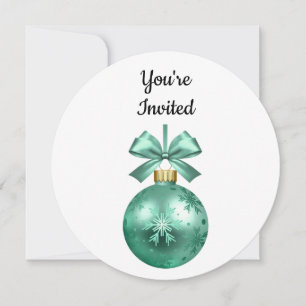 You're Invited Mint Christmas Circlular Party Invitation
