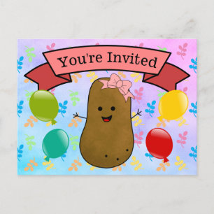 You're Invited Potato Birthday Girl Holiday Postcard