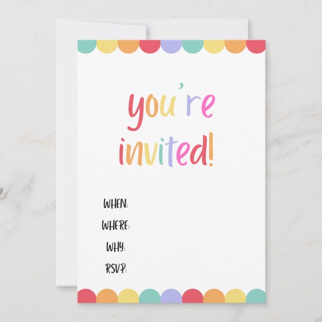 You're Invited! Rainbow blank card (Front)