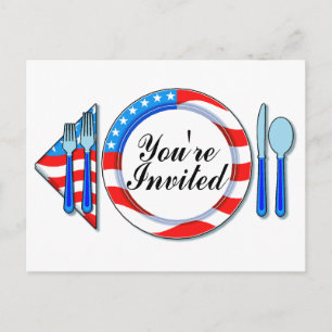 Youre Invited (Red White Blue) Invitation Postcard