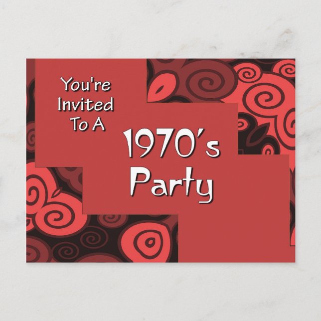 You're Invited To A 1970's Party Invitation Postcard (Front)