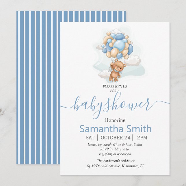 You're Invited to a Bear-y Special Baby Shower! Announcement (Front/Back)