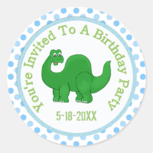 You're Invited To A Birthday Party: Dino Stickers