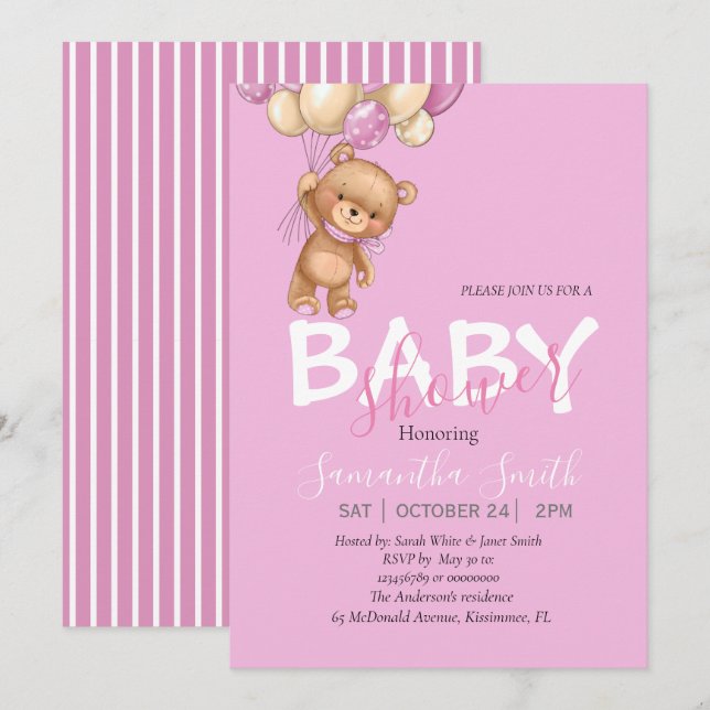 You're Invited to a Boho Bear Baby Shower! Announcement (Front/Back)