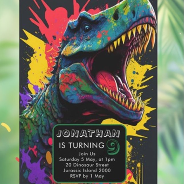 You're Invited to a Dino-Mite Party!  Invitation (Join us for a Roaring Good Time at our Dino-Mite Party! )