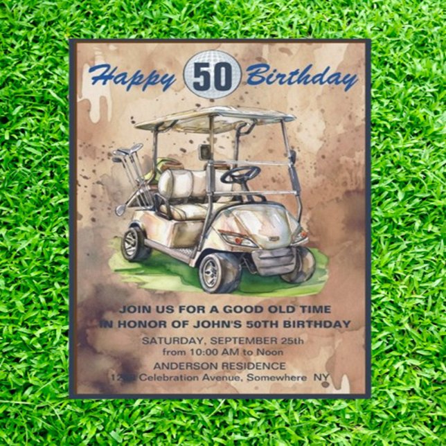 You're Invited to a "Fif-tee" Golf Party! Invitation (Let’s celebrate my birthday with some swings on the green)