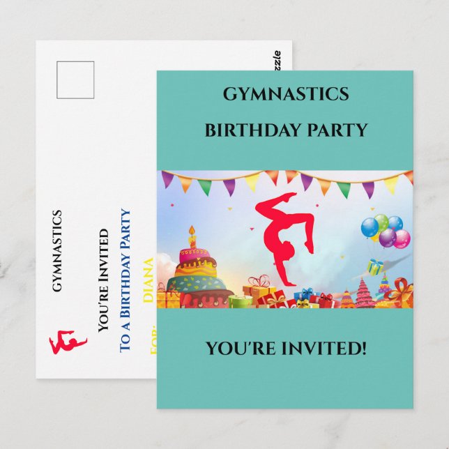You're Invited To A Gymnastics Party Personalised  Postcard (Front/Back)