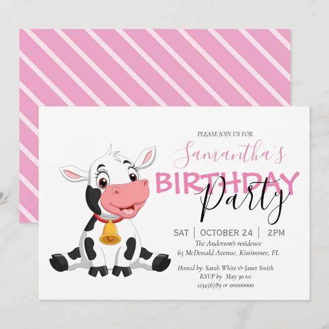 You're Invited to a "Holy Cow" Birthday Party! Announcement (Front/Back)