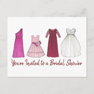 You're Invited Wedding Party Bridal Gowns Shower Invitation Postcard