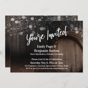 You're Invited Wood Barrel and Lights Reception Invitation